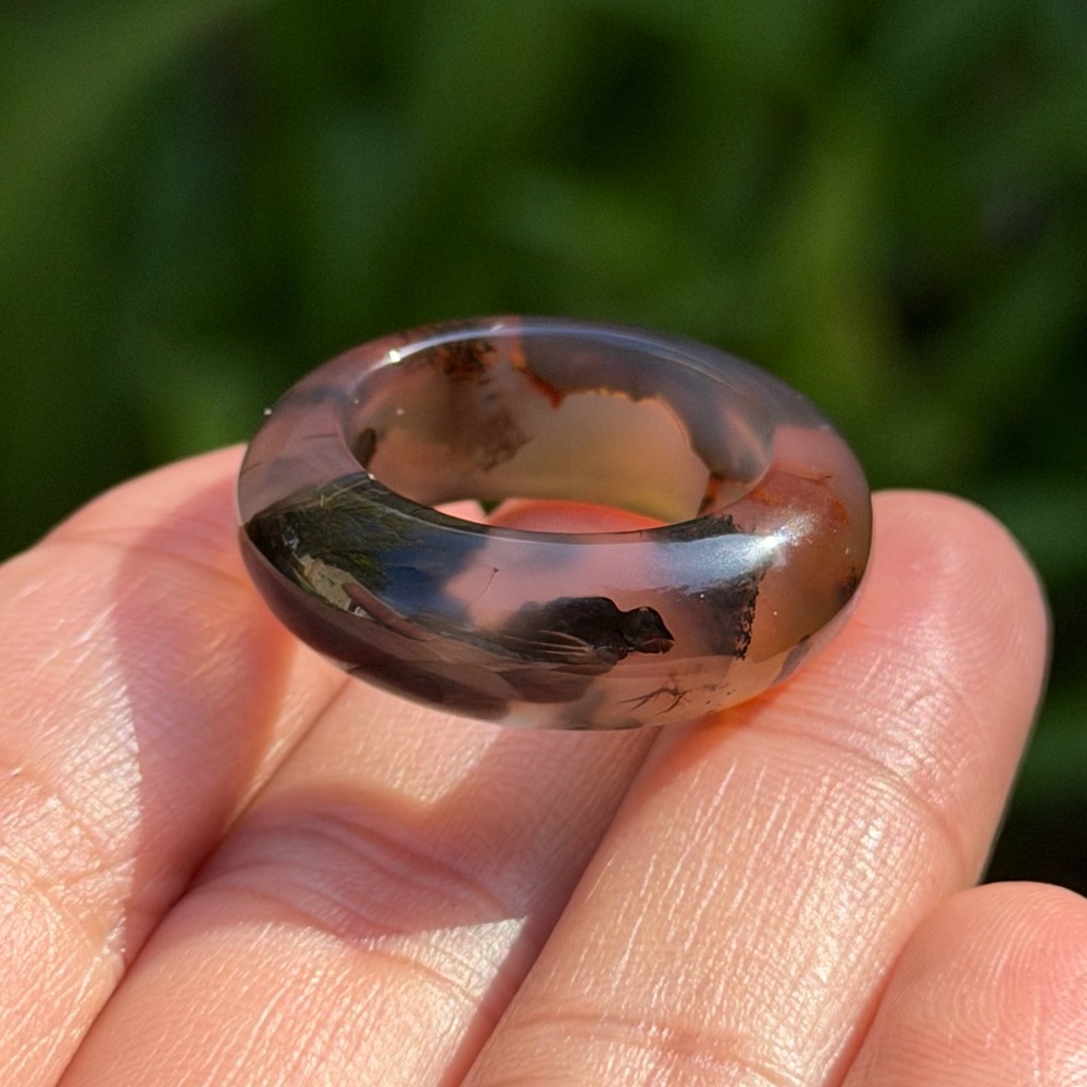 SIZE 7.5 scenery Montana agate‎ band ring 0375